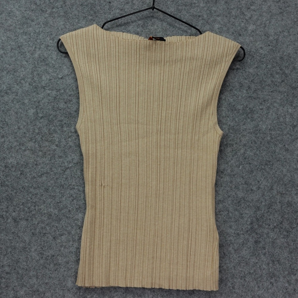 Quince Ribbed Tank Top M Organic Cotton Cashmere Heather Oatmeal Coastal Ballet